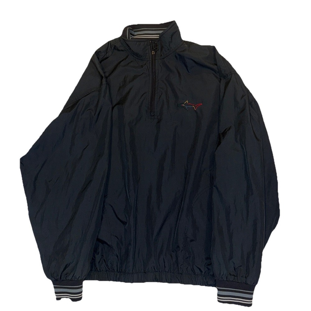 Greg Norman Mens Large Windbreaker Blue Golf Jacket 1/4 Zip Outdoor Running Coat